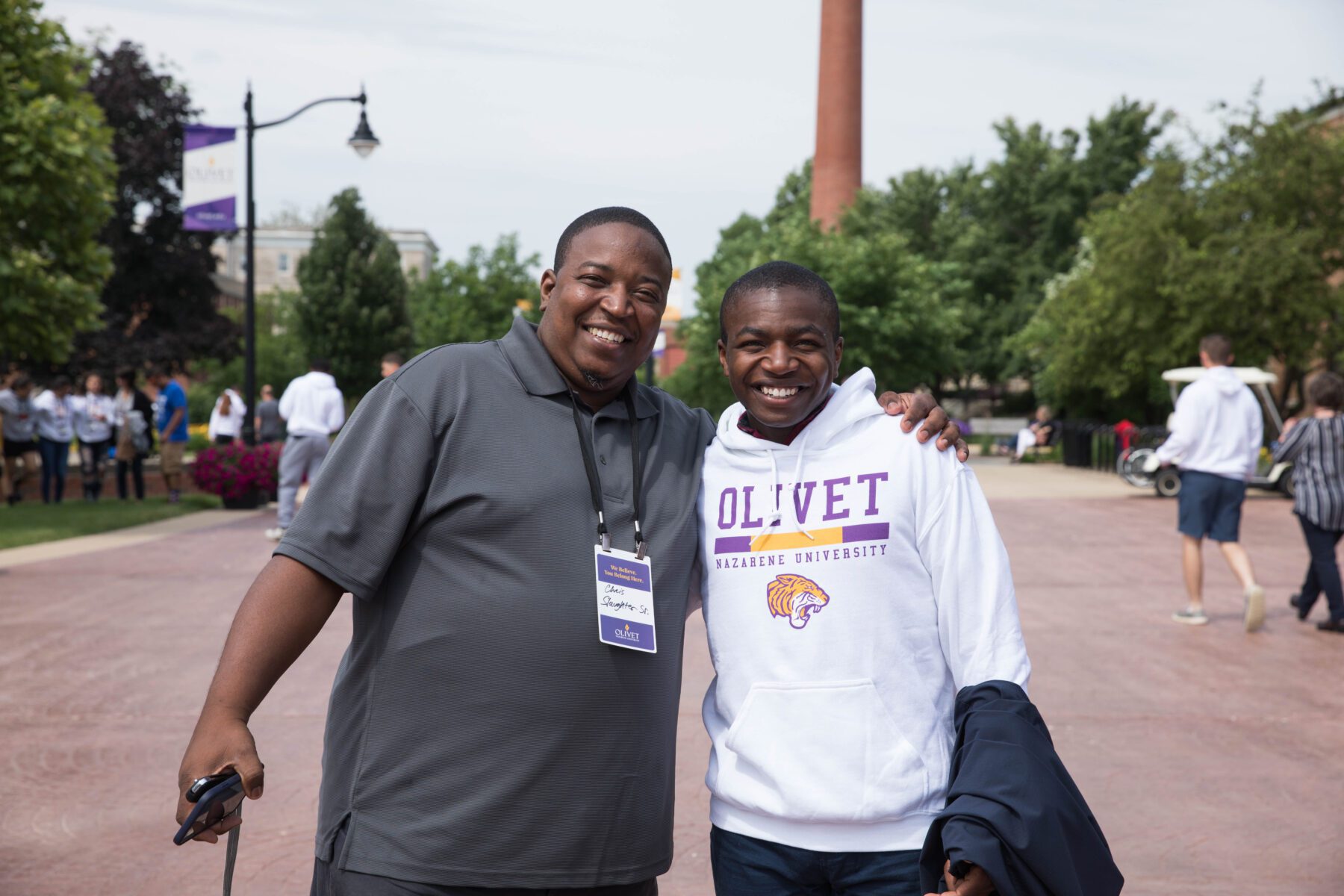 father and son on Olivet's campus