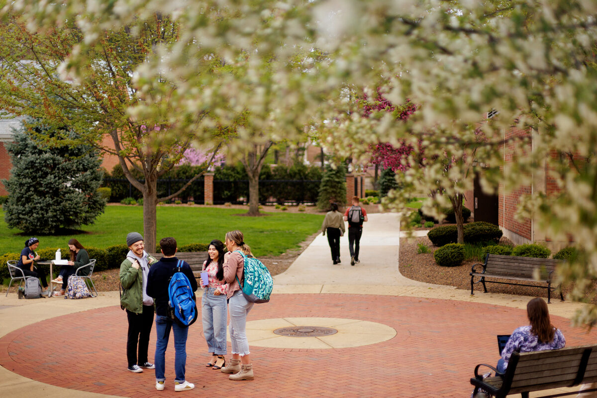 Photo of chatting group of students