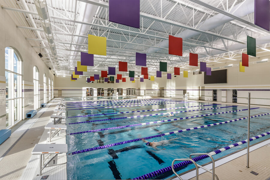 Swimmer in indoor pool in Perry Center
