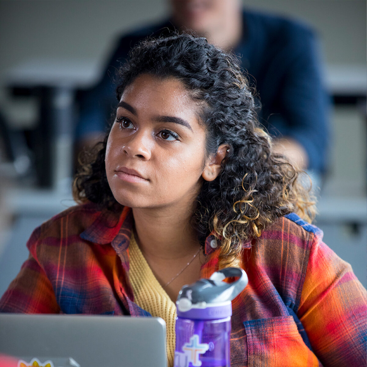 Girl listening intently.