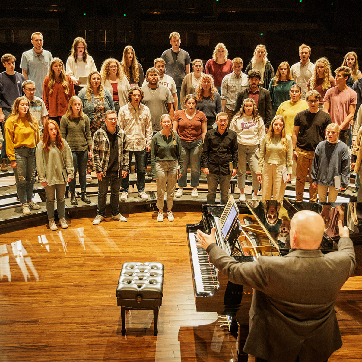 Music professor instructing students