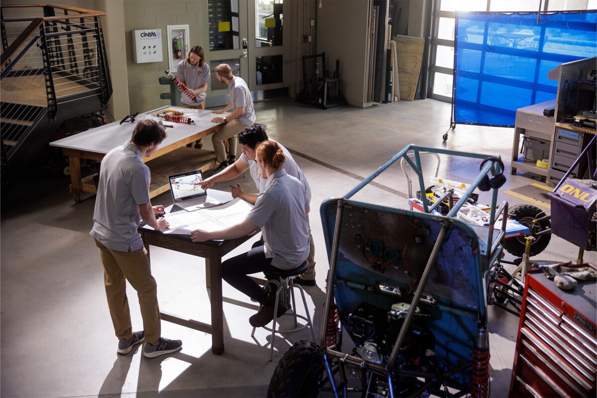 Group of students in the engineering lab