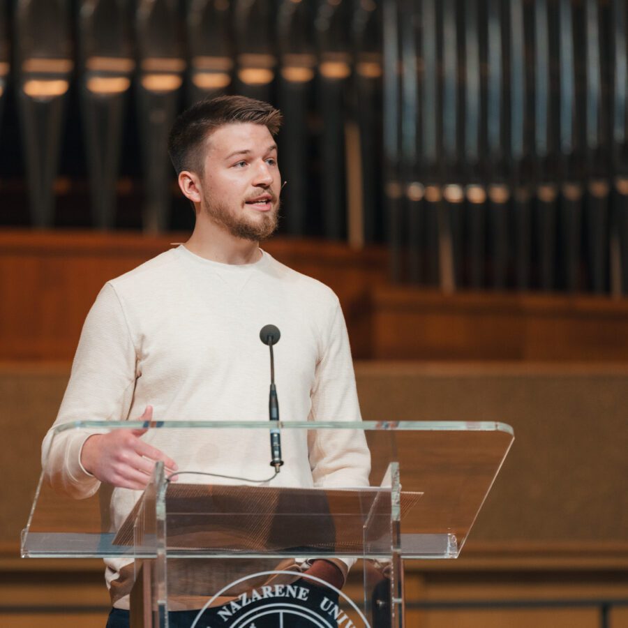 Speaker in Centennial Chapel