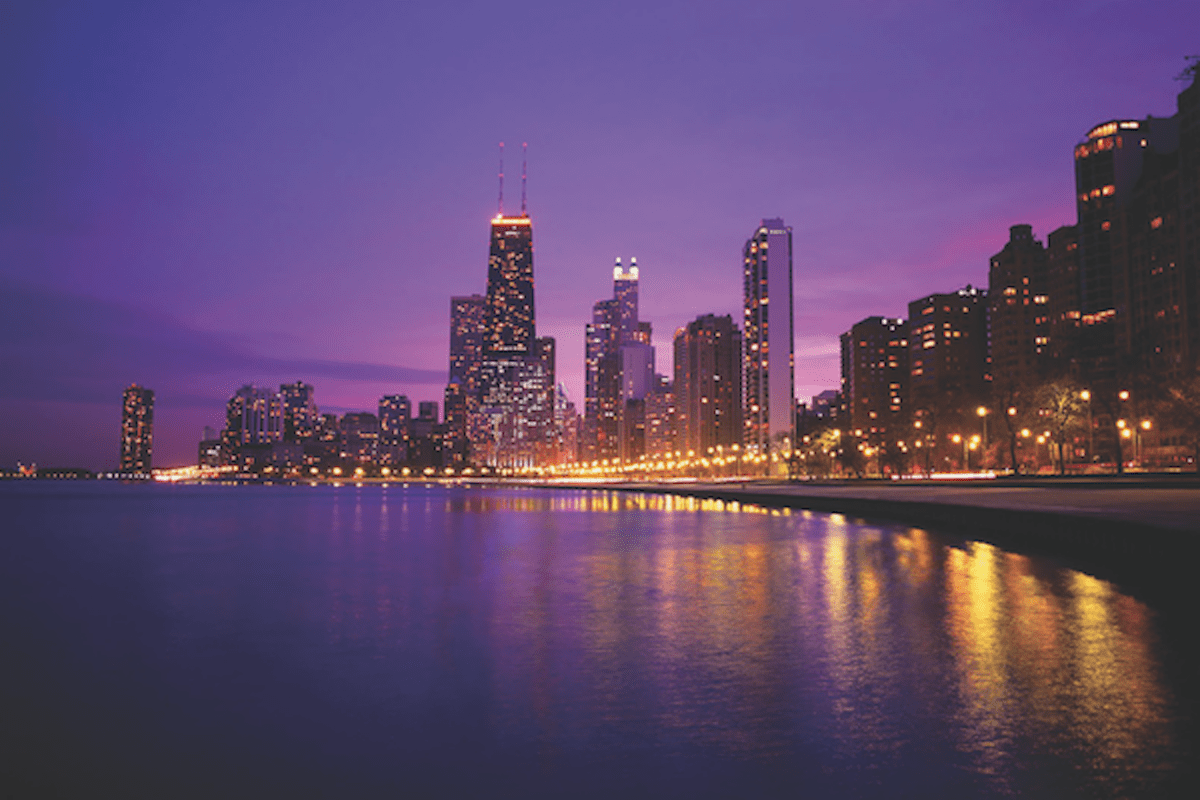 Chicago skyline at dusk