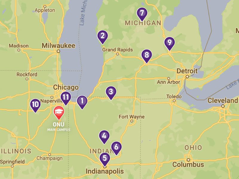 Map of ONU PLUS extension sites