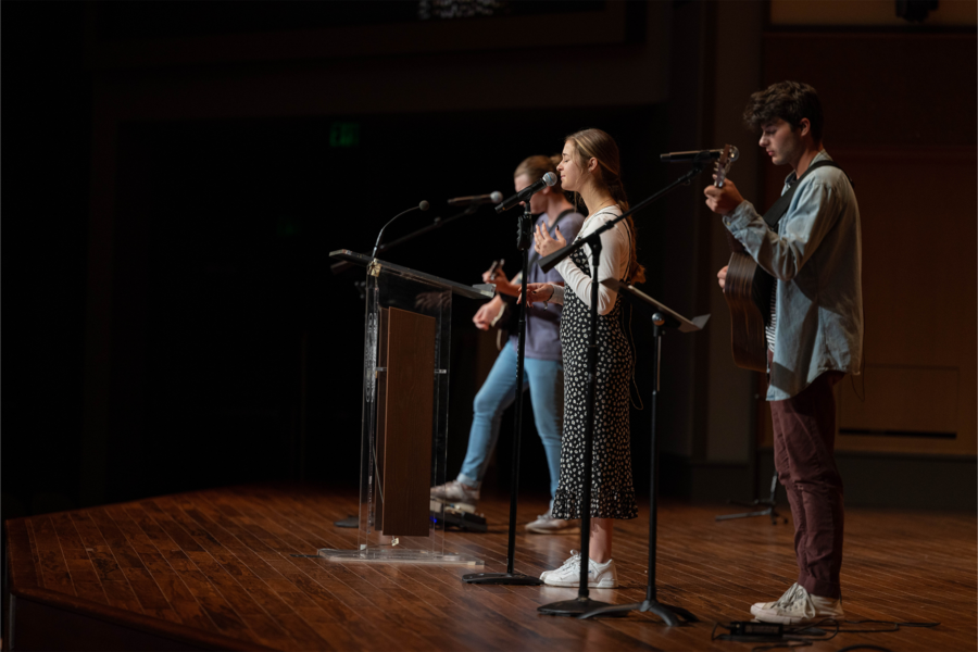 Worship band in Centennial Chapel