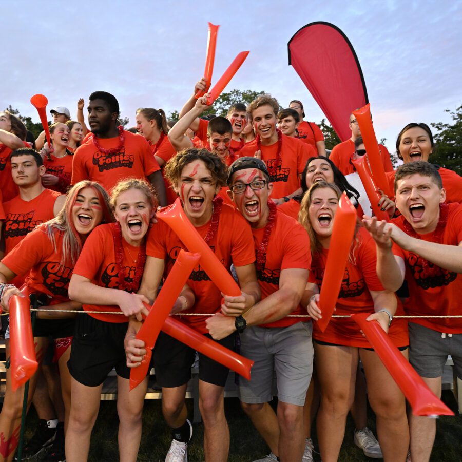 Cheering Junior class during Wacky Games