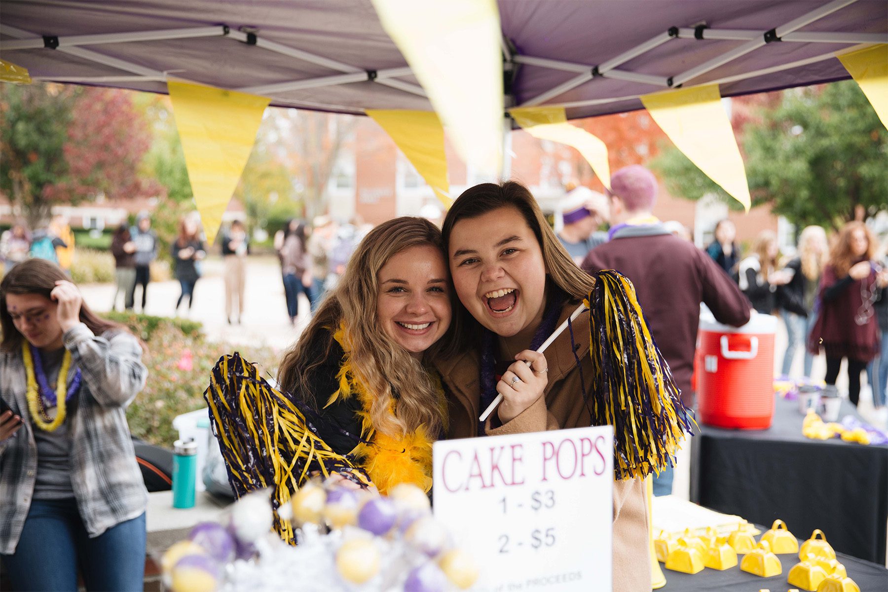 Cheering students during purple and gold days