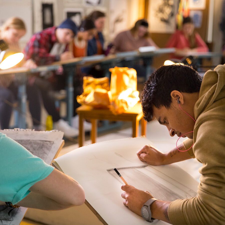 Male student in the drawing room