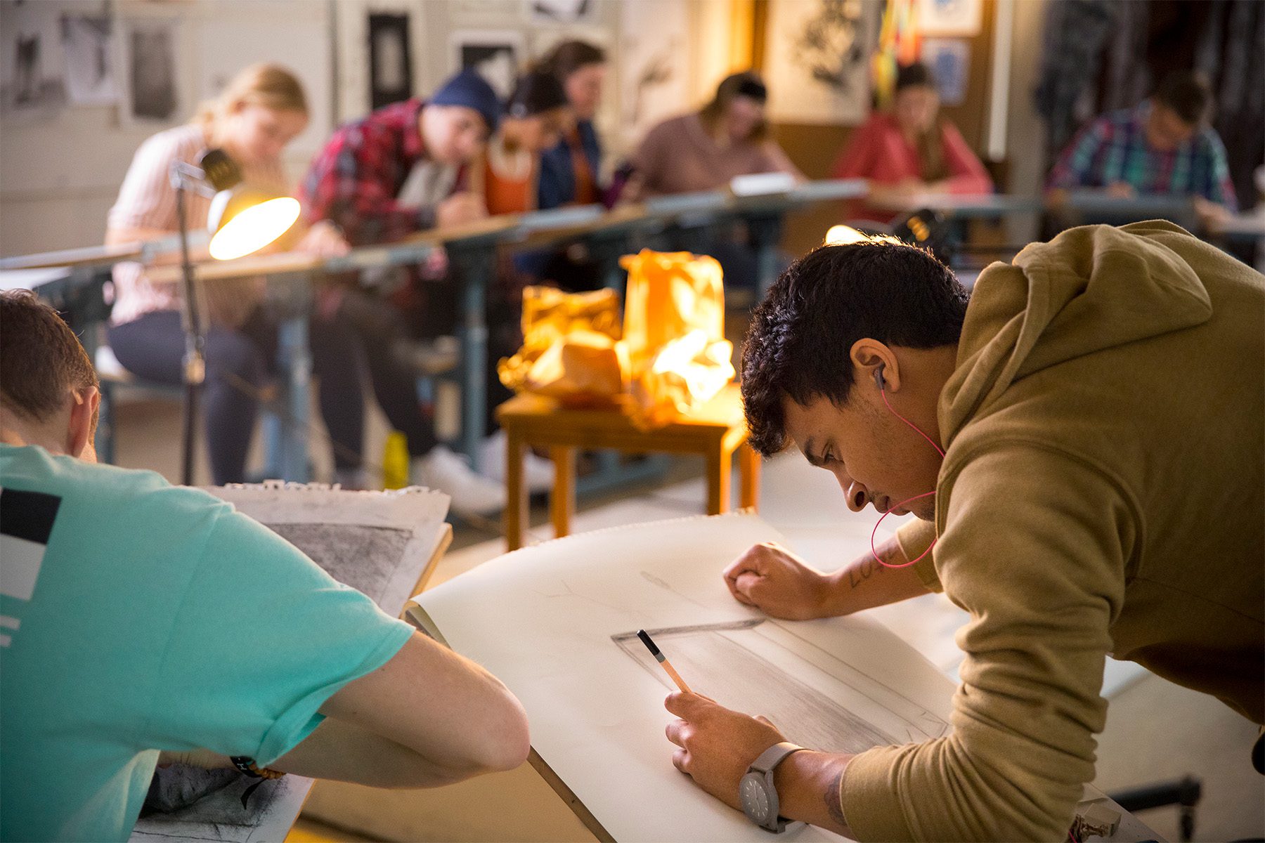 Male student in the drawing room