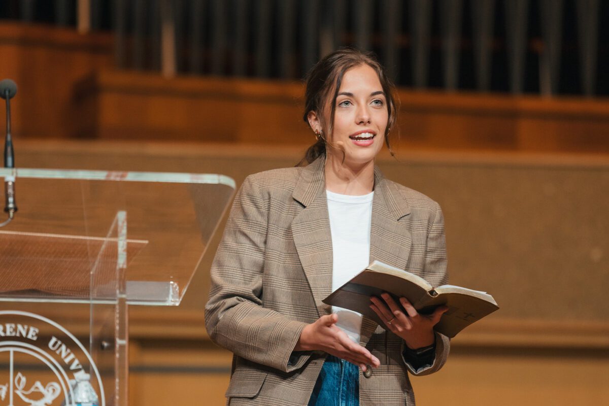 Photo of female chapel speaker