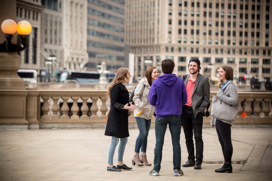 Group of students in the city