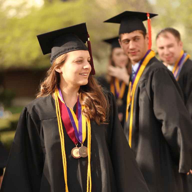 Female student in graduation regalia