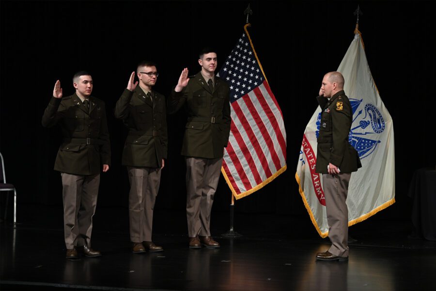 ROTC inductees taking their oath