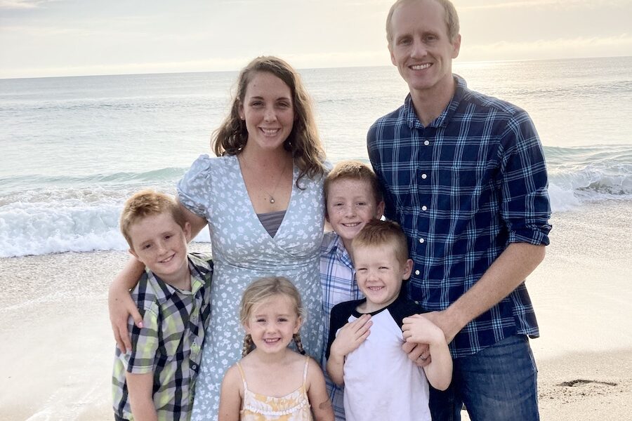 family on beach