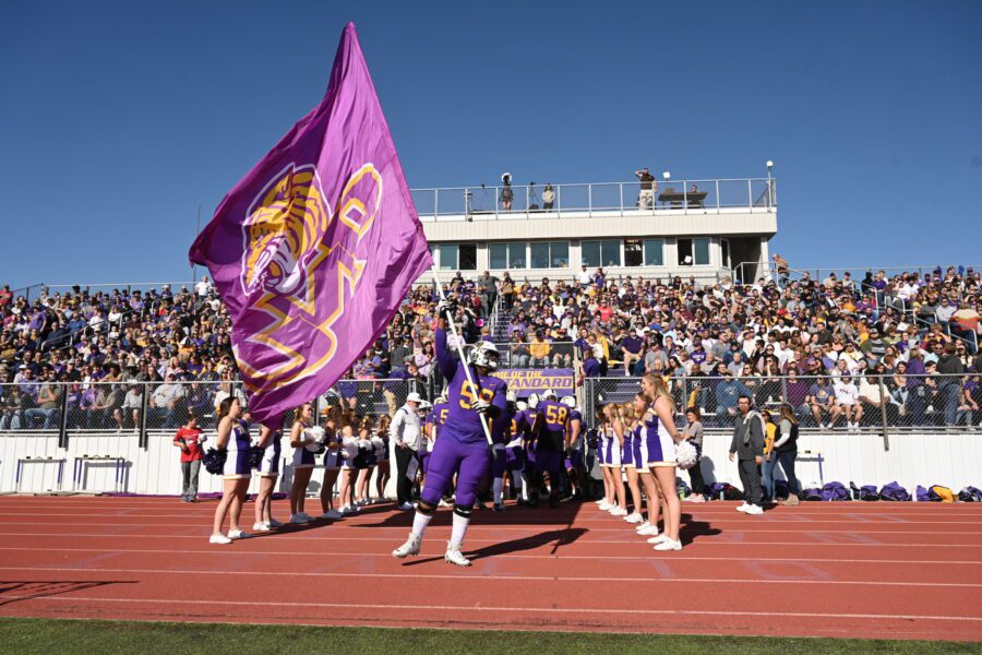 Football player holding flag