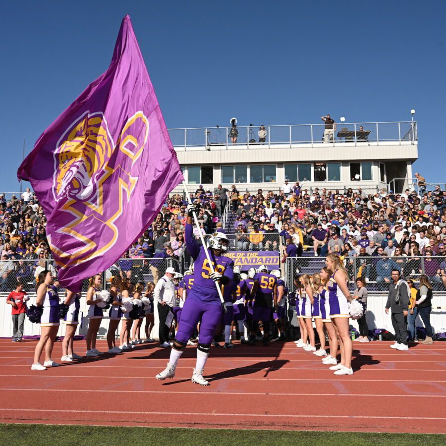 Football player holding flag