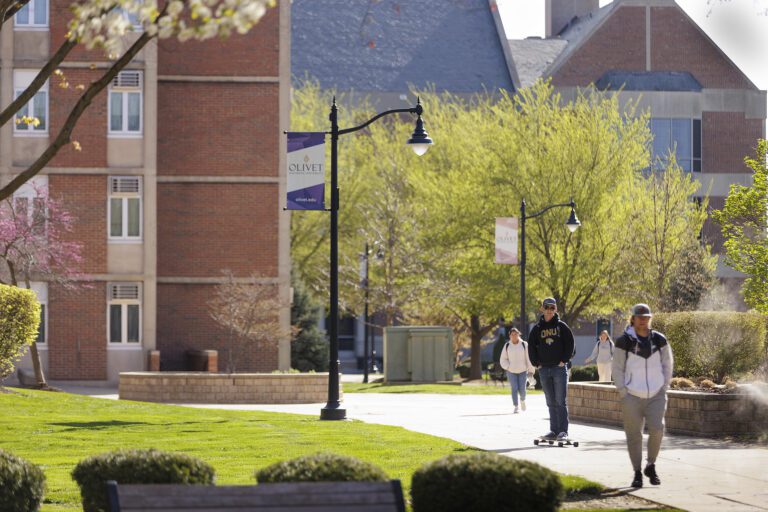 Students On Campus with Skateboard