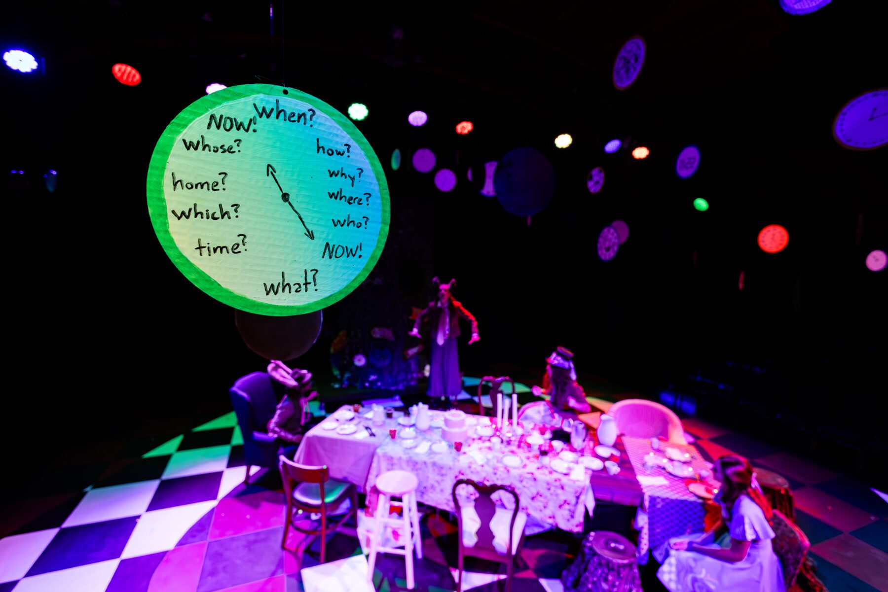 An aerial view of the Olivet Production of Alice in Wonderland.