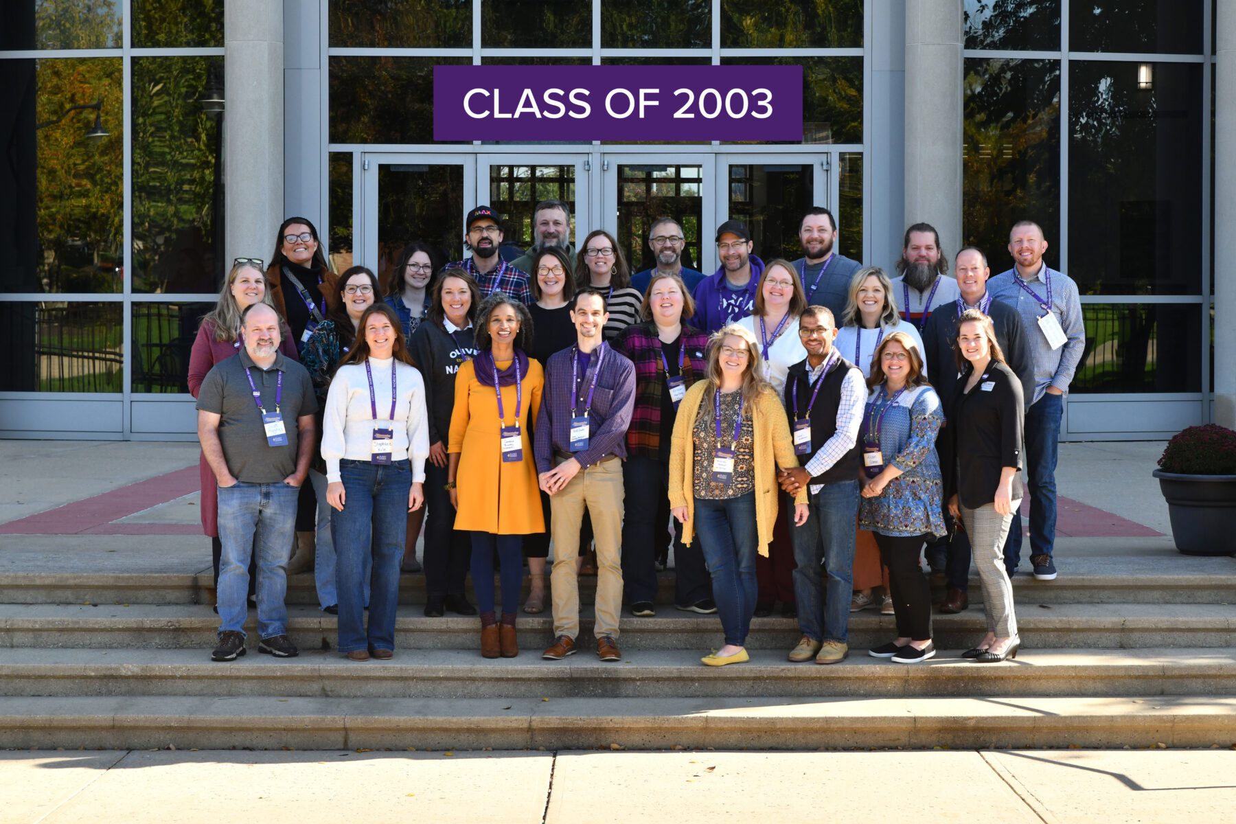 Those who came for the class reunion of 2003 pose for a group photo