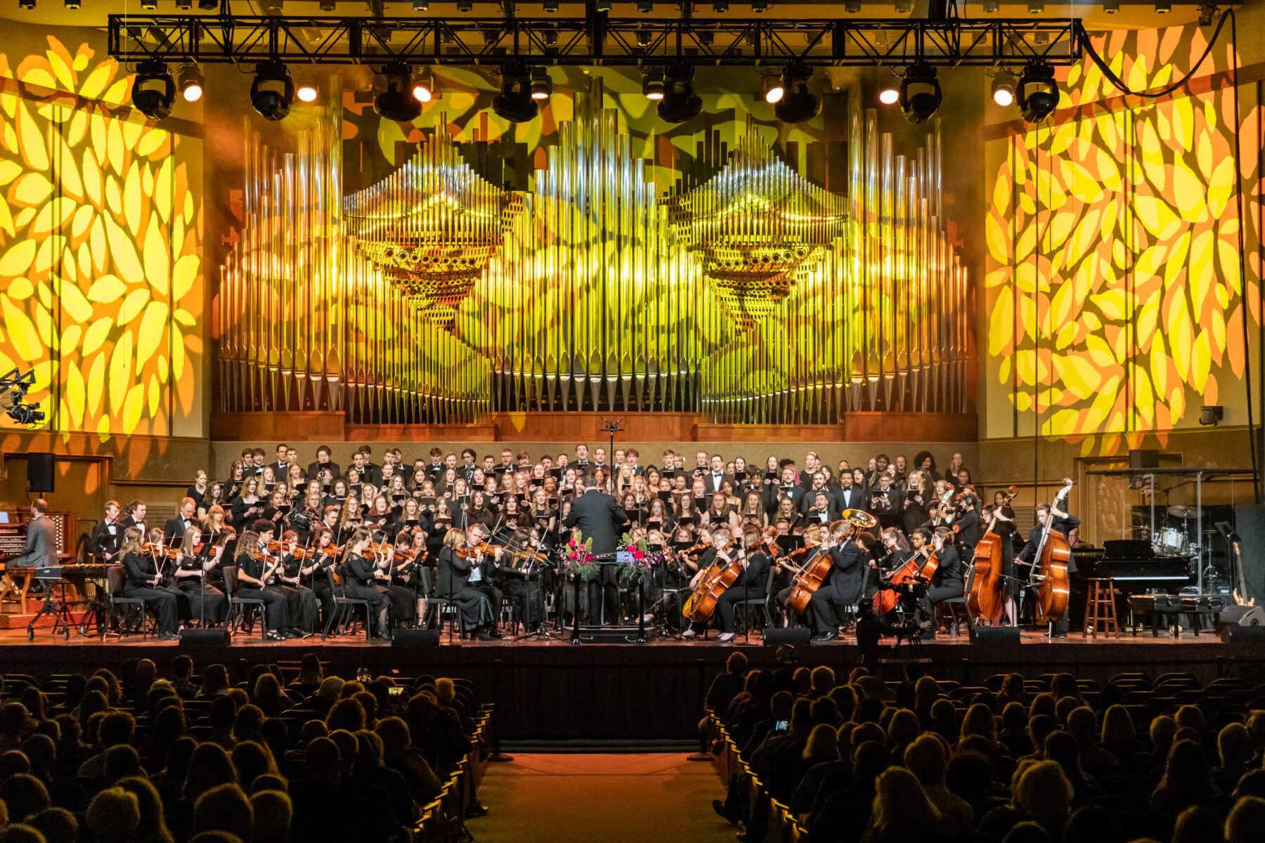 A full shot of the Orchestra during the homecoming concert.