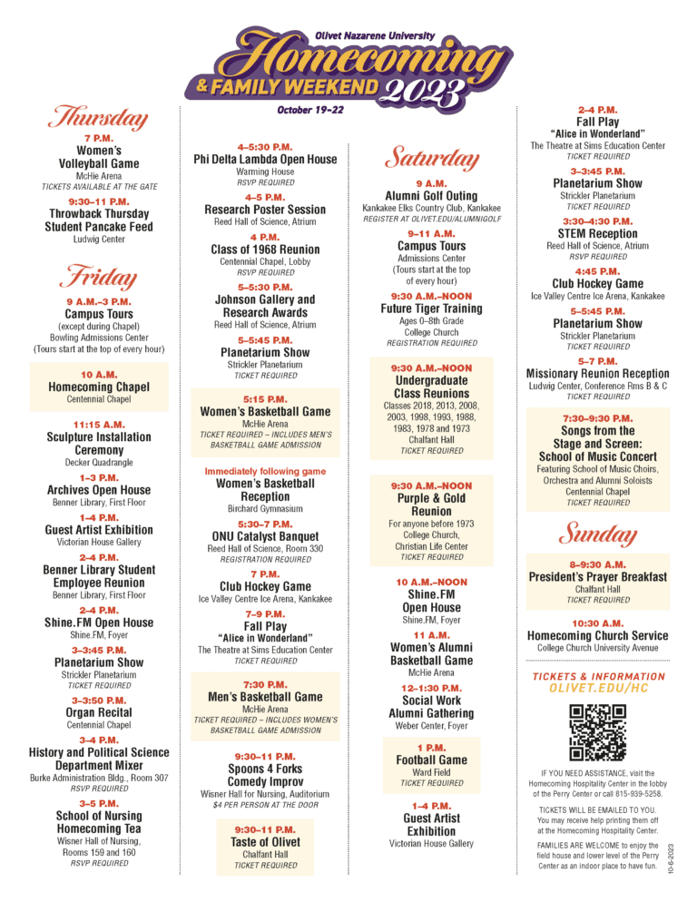 Homecoming 2023 Schedule