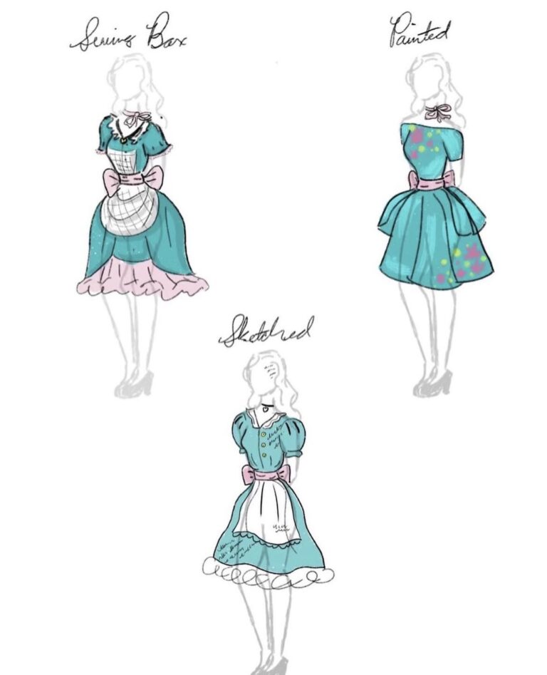 Alice in Wonderland costume sketches
