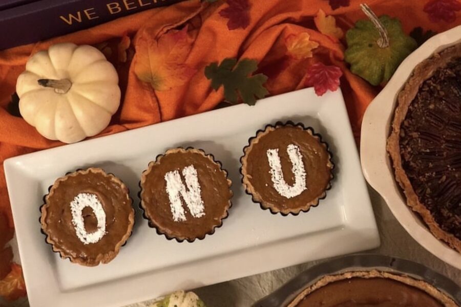 ONU written on mini pumpkin pies