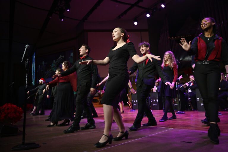 students dancing on stage