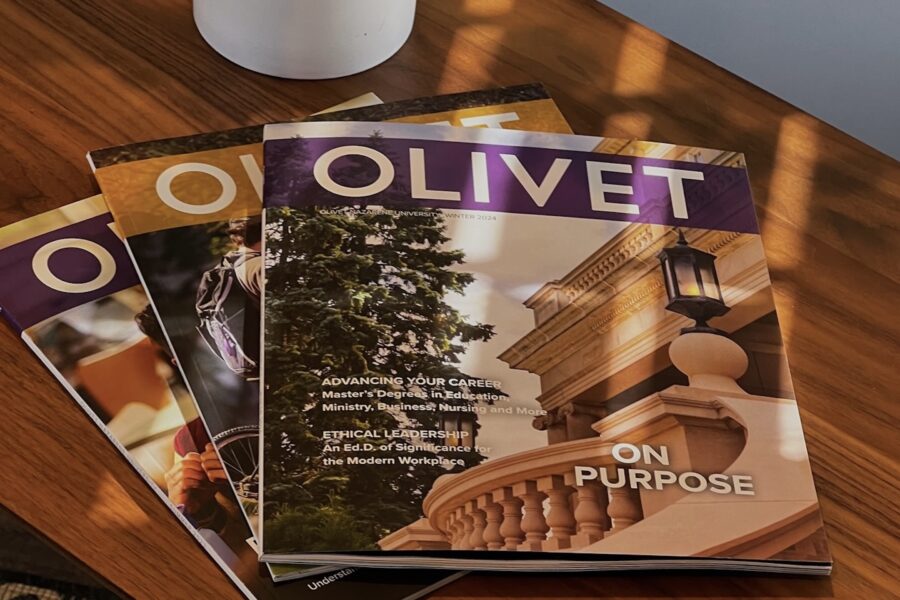 Olivet The Magazine copies on desk