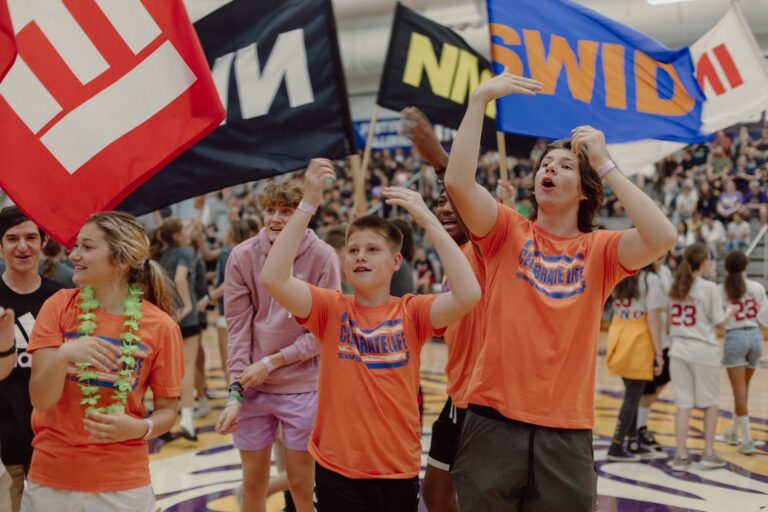 students celebrating