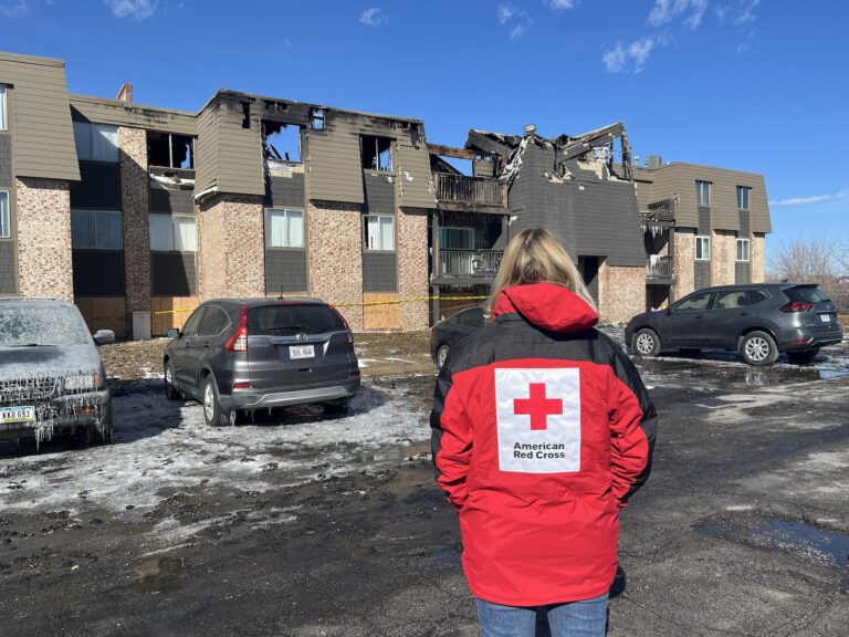 Sarah Wollerman seeing a burned home