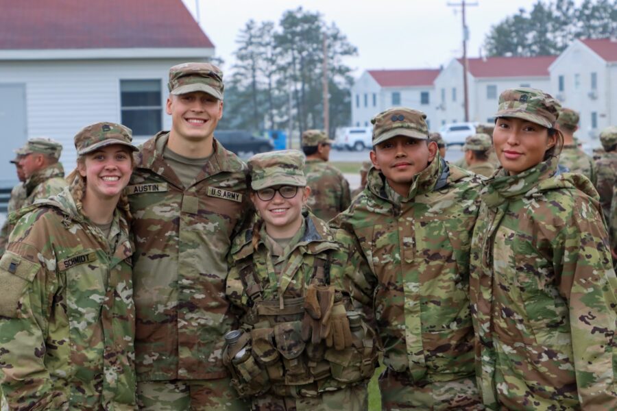 military students posing for camera