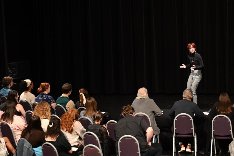 student performing monologue
