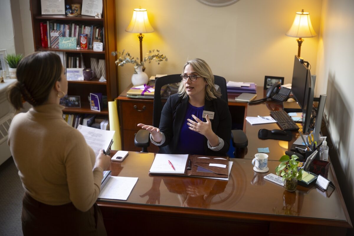 Two women meeting in an office