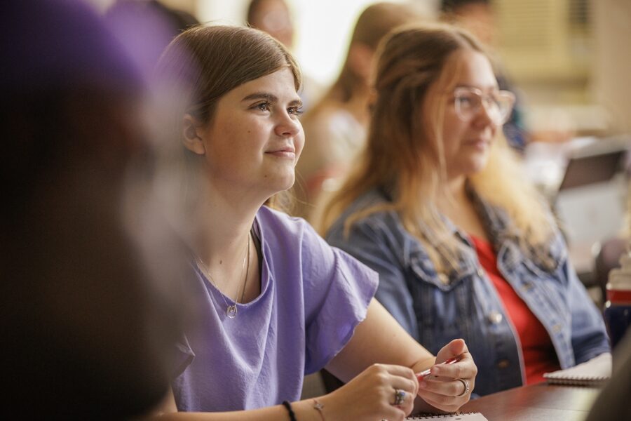 female students in class