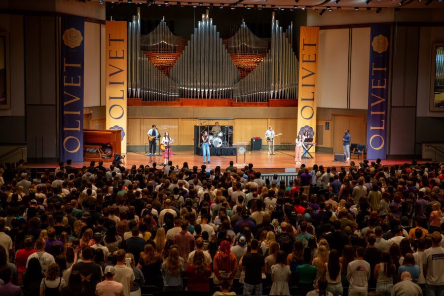 Chapel filled with students