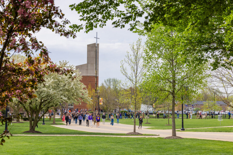 Students leaving chapel