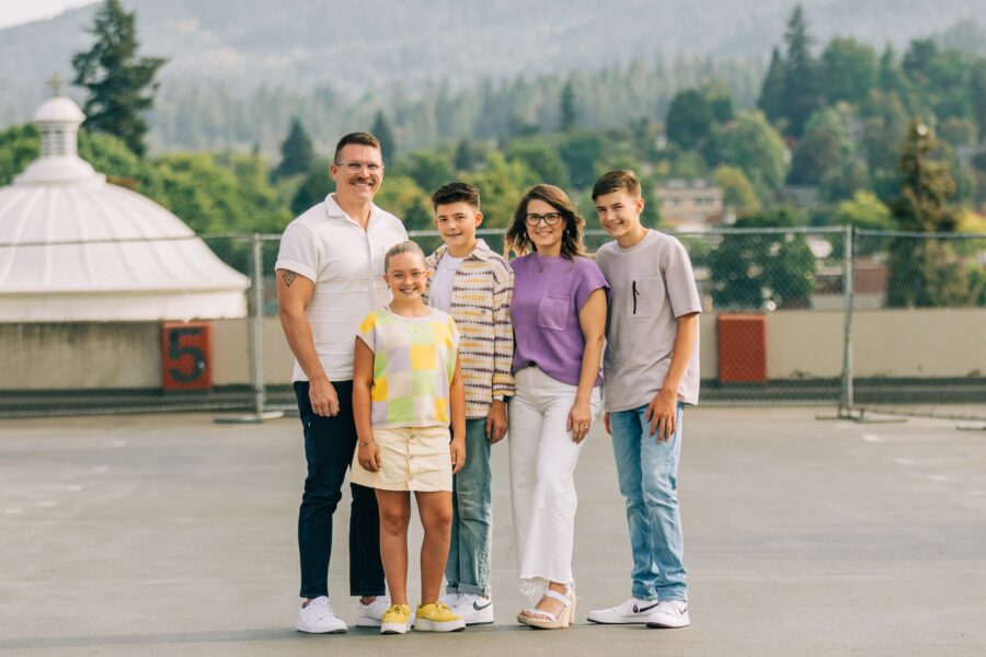 family posing for photo