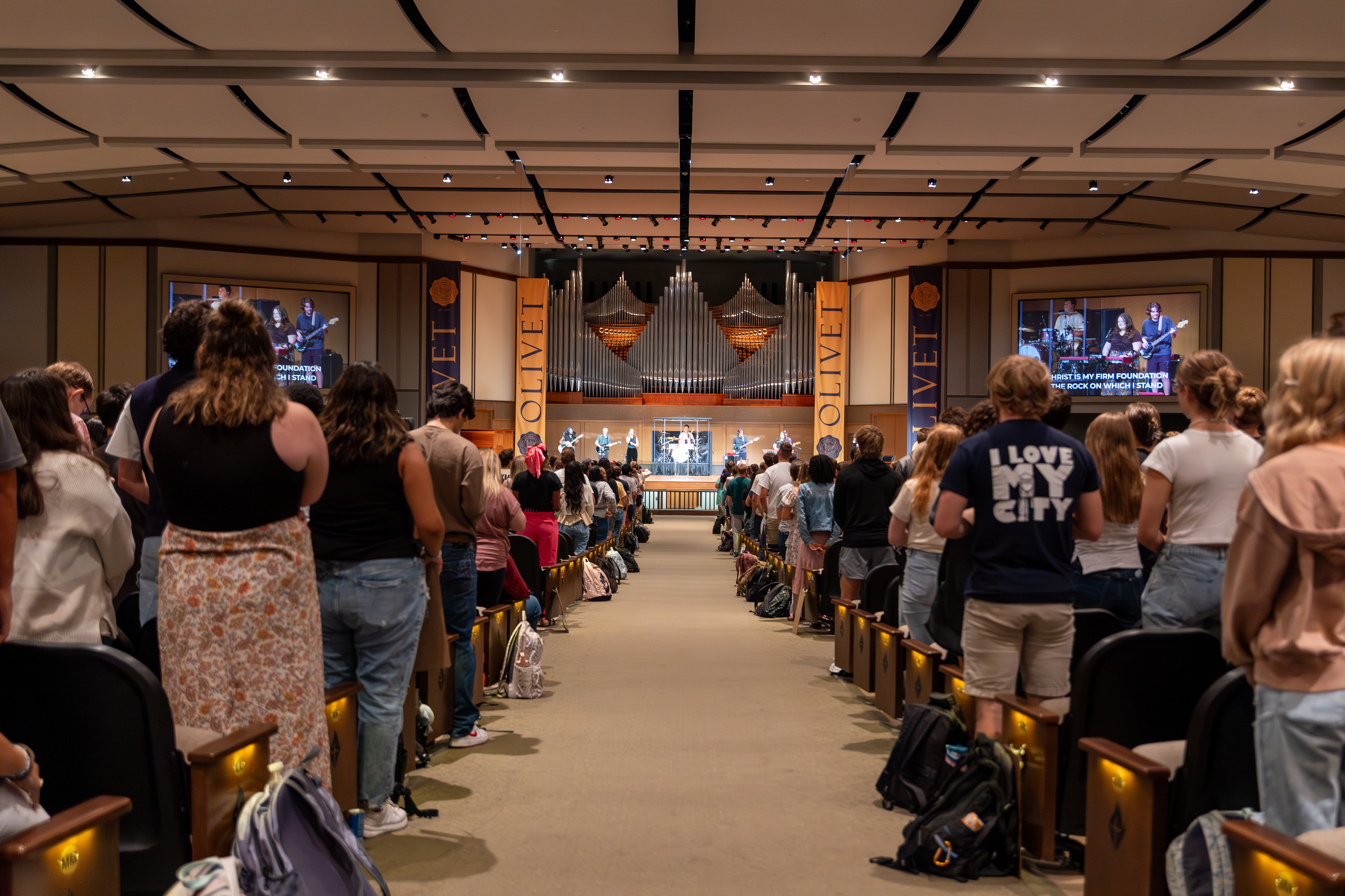 Students worshiping at chapel