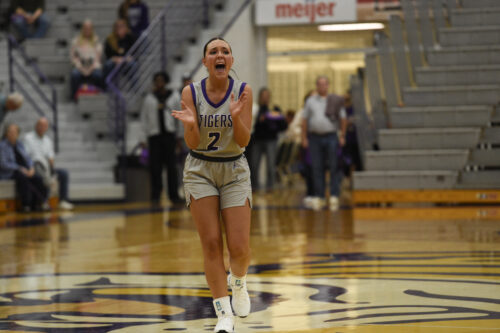 Olivet Women's Basketball player celebrating