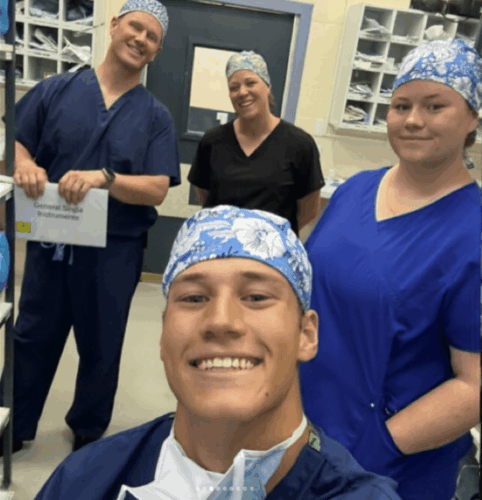 The Slick family serving at a medical center