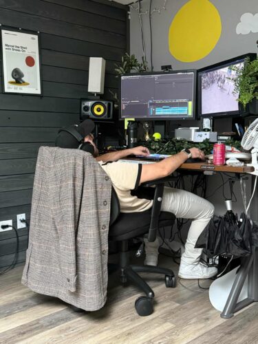 Lucas Hibdon working at his computer.