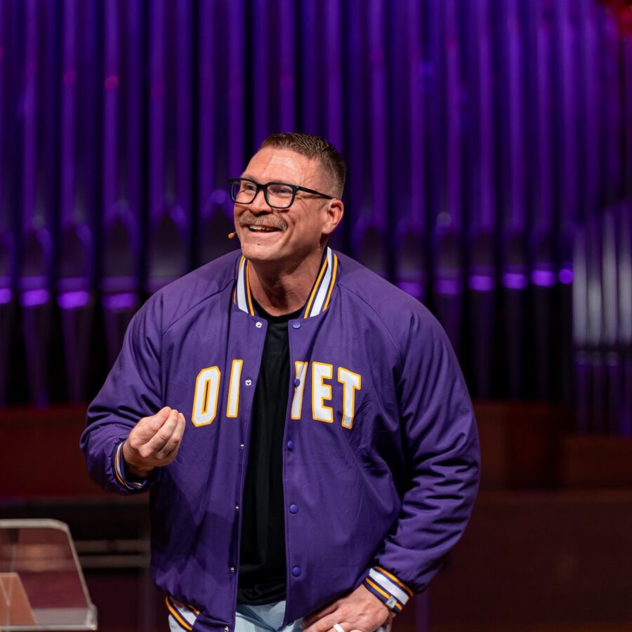 Ryan Green speaking at chapel