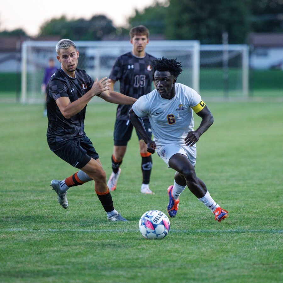 Soccer player in ONU uniform has posession