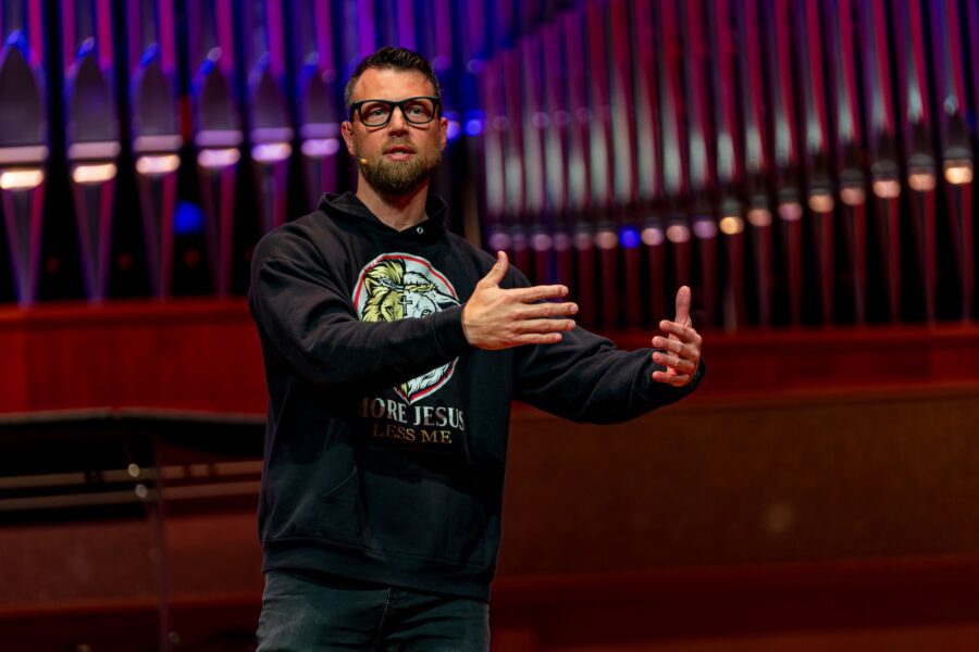Ben Zobrist speaking in chapel