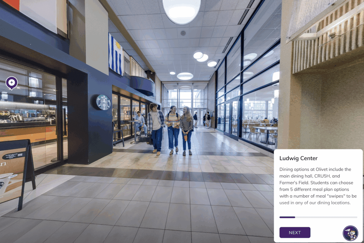 students walking through Ludwig lobby