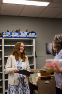 Maddie accepting her award.