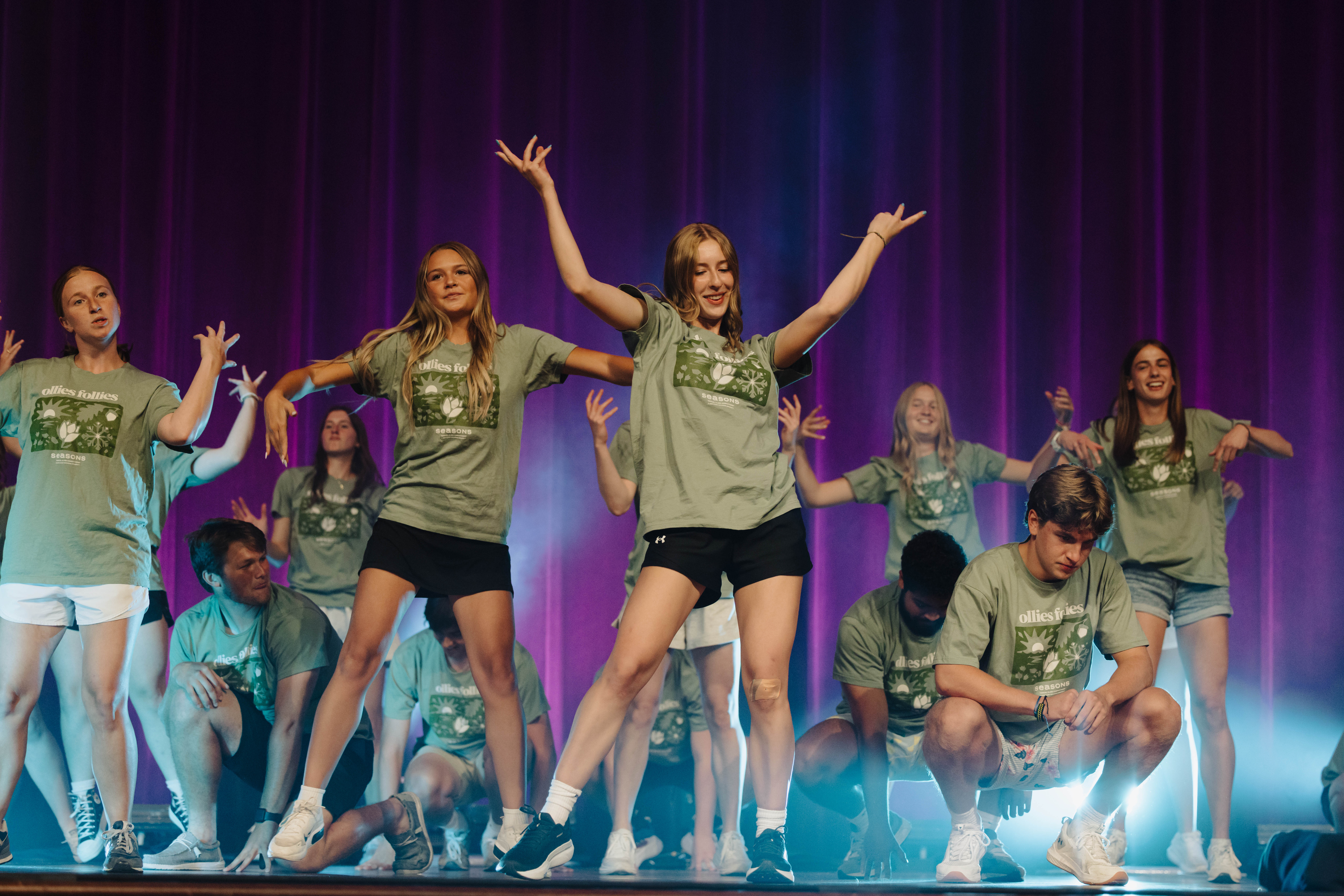 A picture of Students on the stage during the variety show.