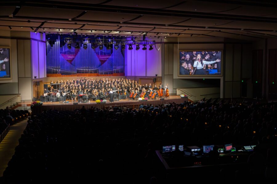 Meredith Andrews singing with orchestra